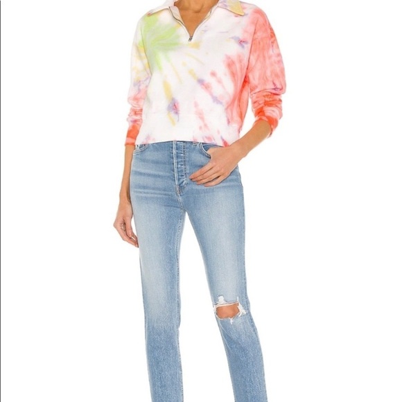 ReDone 90s High Rise Ankle Crop in Worn Blue Destroy Size 28 - Picture 1 of 12
